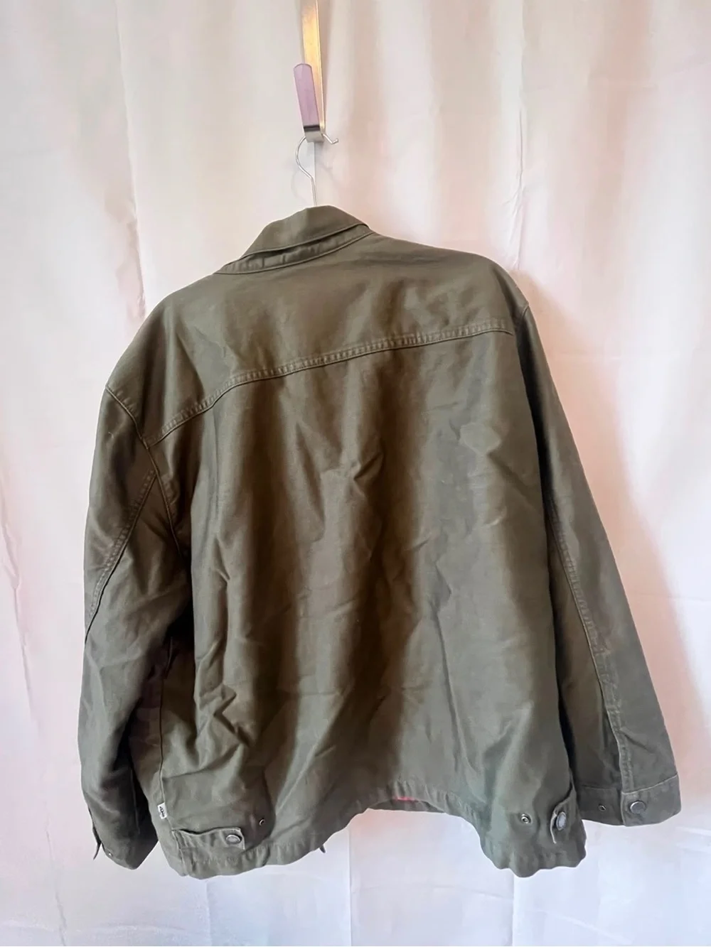 Levi's Olive Green Men's Canvas Jacket with Red Plaid Lining 2XL Men’s